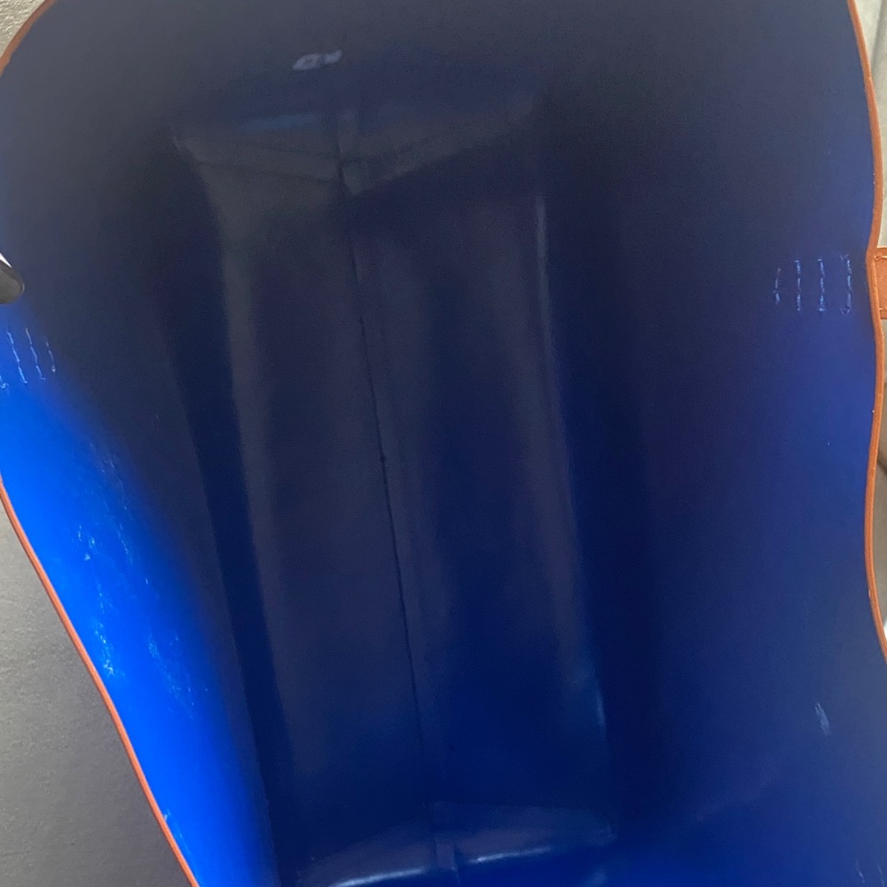 Mansur Gavriel Tan Tote with Vibrant Blue Interior - Picture 7 of 15